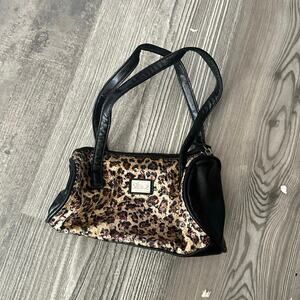 starz very mini cheetah print black handbag